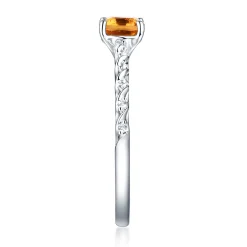 Citrine & Lab Created White Sapphire Layering Ring In Sterling Silver