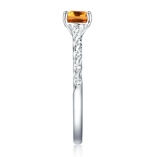 Citrine & Lab Created White Sapphire Layering Ring In Sterling Silver