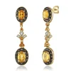 Citrine Earrings With Brown Topaz & Diamond Accent In 10K Yellow Gold