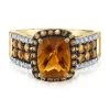 Citrine Ring With Brown Topaz And Diamond In 10K Yellow Gold
