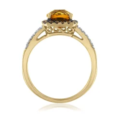 Citrine Ring With Brown Topaz And Diamond In 10K Yellow Gold