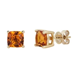 Citrine Stud Earrings In 10K Yellow Gold