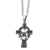 Claddagh Cross Pendant In Stainless Steel