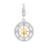 Compass Charm With 14K Yellow Gold Plating In Sterling Silver
