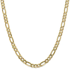 Concave Figaro Link Chain In 14K Yellow Gold, 28"