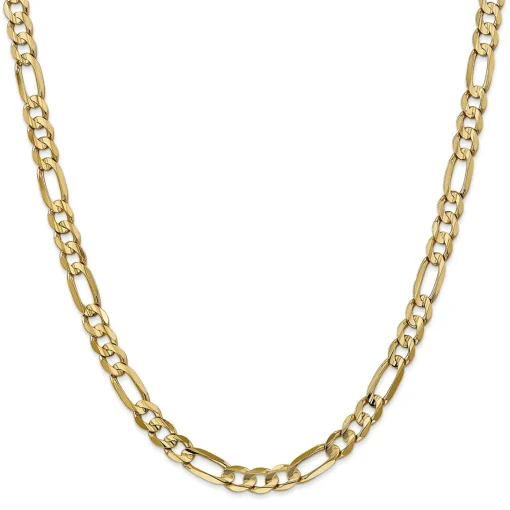 Concave Figaro Link Chain In 14K Yellow Gold, 28"