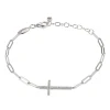 Cross Bracelet With Paperclip Chain In Sterling Silver