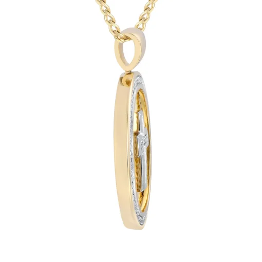 Cross Medallion Pendant With Diamonds In 10K Yellow Gold (1/3 Ct. Tw.)