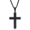 Cross Pendant In Black And Blue Ion-Plated Stainless Steel