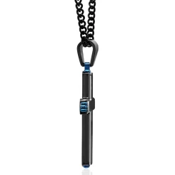 Cross Pendant In Black And Blue Ion-Plated Stainless Steel