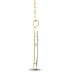 Cross Pendant In 14K Yellow & White Gold