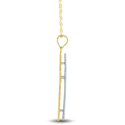 Cross Pendant In 14K Yellow & White Gold