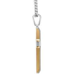 Cross Pendant With Diamond Accent In Stainless Steel And Yellow Ion-Plated Stainless Steel