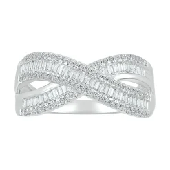 Crossover Ring With Baguette Diamonds In 10K White Gold (5/8 Ct. Tw.)