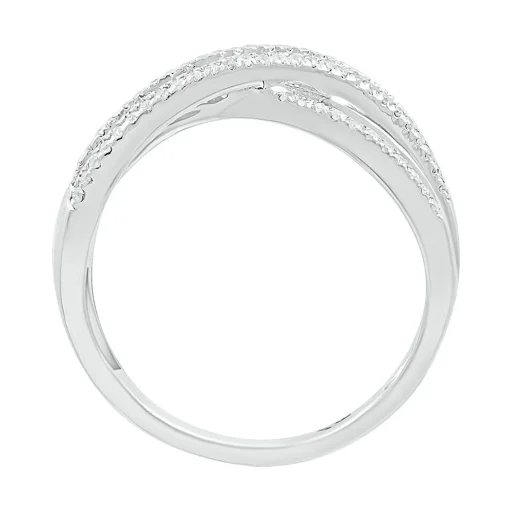 Crossover Ring With Baguette Diamonds In 10K White Gold (5/8 Ct. Tw.)