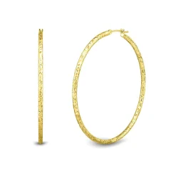 Crystal Cut Hoop Earrings In 14K Yellow Gold