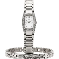 Crystal Women's Watch & Bracelet Set In Stainless Steel