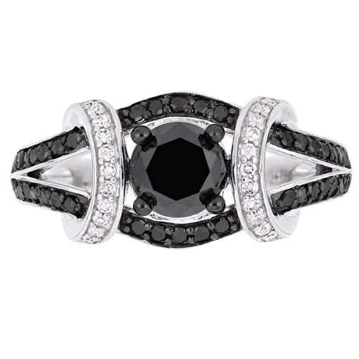 1 3/8 Ct. Tw. Black & White Diamond Ring In 10K White Gold