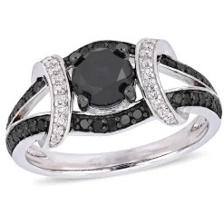 1 3/8 Ct. Tw. Black & White Diamond Ring In 10K White Gold