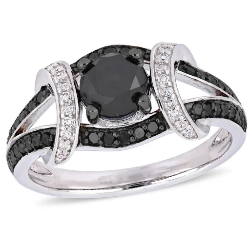 1 3/8 Ct. Tw. Black & White Diamond Ring In 10K White Gold