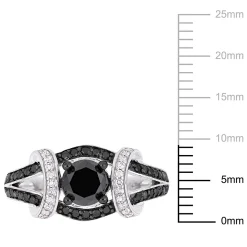 1 3/8 Ct. Tw. Black & White Diamond Ring In 10K White Gold