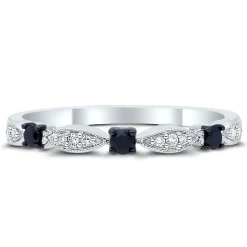 1/8 Ct. Tw. Black & White Diamond Stack Band In 10K White Gold