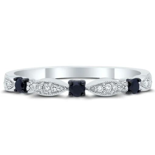 1/8 Ct. Tw. Black & White Diamond Stack Band In 10K White Gold