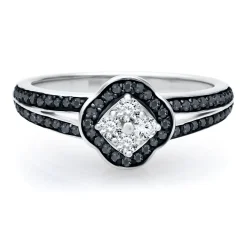 3/8 Ct. Tw. Black & White Diamond Promise Ring In Sterling Silver