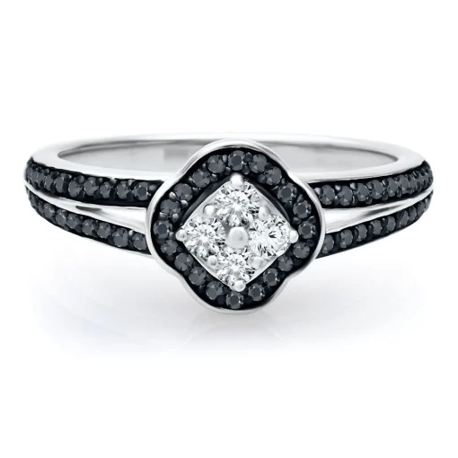 3/8 Ct. Tw. Black & White Diamond Promise Ring In Sterling Silver