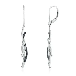 1/4 Ct. Tw. Black & White Diamond Earrings In Sterling Silver
