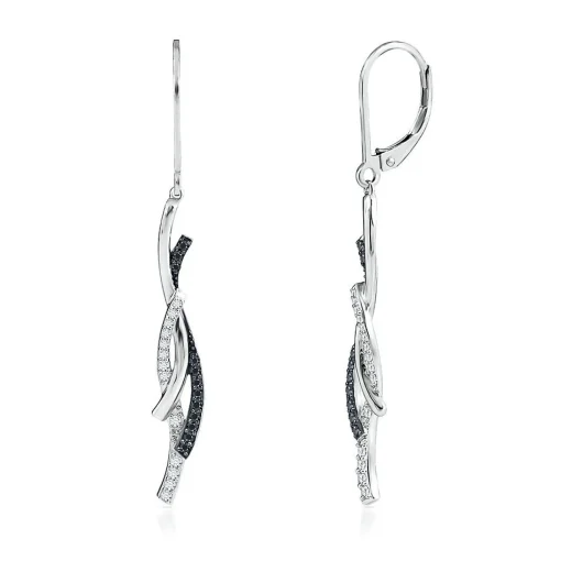 1/4 Ct. Tw. Black & White Diamond Earrings In Sterling Silver