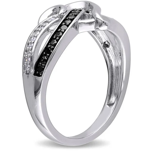 1/8 Ct. Tw. Black & White Diamond Heart Ring In Sterling Silver