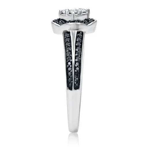 3/8 Ct. Tw. Black & White Diamond Promise Ring In Sterling Silver