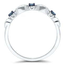 1/8 Ct. Tw. Blue & White Diamond Stack Band In 10K White Gold
