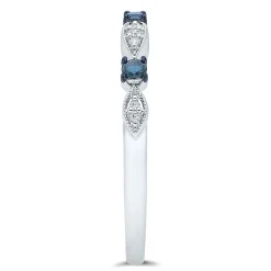 1/8 Ct. Tw. Blue & White Diamond Stack Band In 10K White Gold