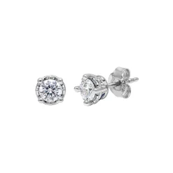 1/4 Ct. Tw. Diamond & Sapphire Stud Earrings In