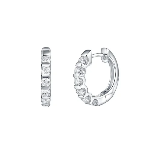1/2 Ct. Tw. Diamond Channel Set Hoop Earrings In 10K White Gold