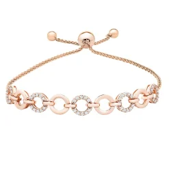 1/2 Ct. Tw. Diamond Circle Link Bolo Bracelet In 10K Rose Gold
