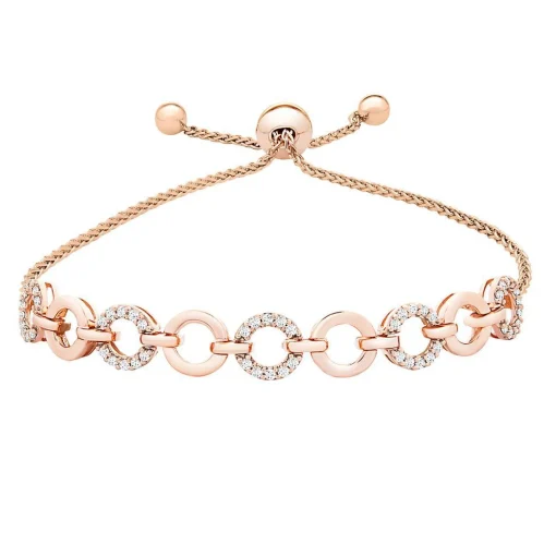 1/2 Ct. Tw. Diamond Circle Link Bolo Bracelet In 10K Rose Gold