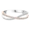 1/7 Ct. Tw. Diamond Criss Cross Ring In 10K White & Rose Gold