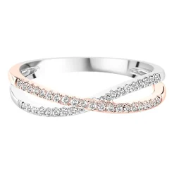 1/7 Ct. Tw. Diamond Criss Cross Ring In 10K White & Rose Gold