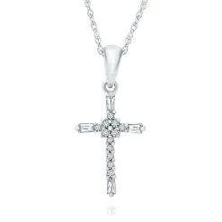 1/10 Ct. Tw. Diamond Cross Pendant In 10K White Gold