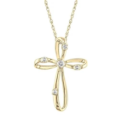1/10 Ct. Tw. Diamond Cross Pendant In 10K Yellow Gold