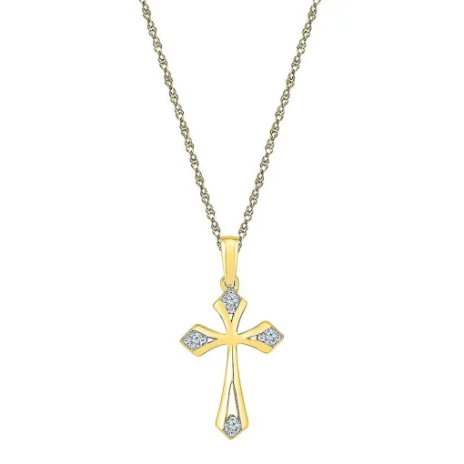 1/10 Ct. Tw. Diamond Cross Pendant In 10K Yellow Gold