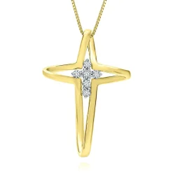1/10 Ct. Tw. Diamond Cross Pendant In 10K Yellow Gold