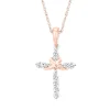 1/7 Ct. Tw. Diamond Cross Pendant In 10K White & Rose Gold