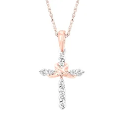 1/7 Ct. Tw. Diamond Cross Pendant In 10K White & Rose Gold