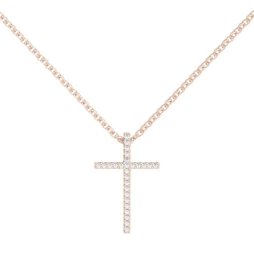 1/10 Ct. Tw. Diamond Cross Pendant In 10K Rose Gold