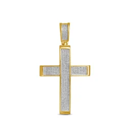 1 Ct. Tw. Diamond Cross Pendant In 14K Yellow Gold Over Sterling Silver