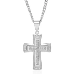 3/8 Ct. Tw. Diamond Cross Pendant In Stainless Steel